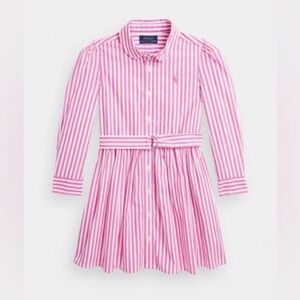 Ralph Lauren Girls Pink Striped Dress with Belt